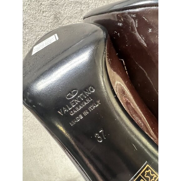 Valentino Garavani Women’s 37 6.5 Brown Stilettos ￼Patent Leather Ankle Booties - Picture 6 of 14